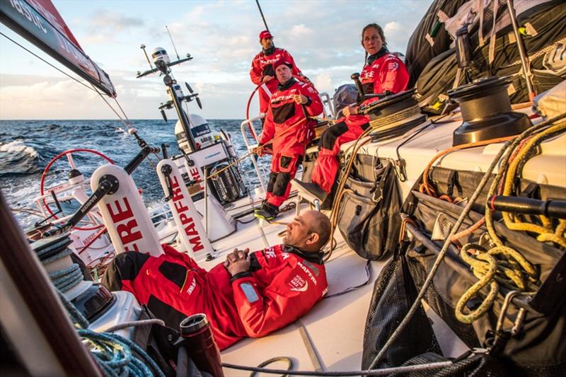 Volvo Ocean Race Leg 7 from Auckland to Itajai, day 02 on board MAPFRE. Some quite sailing after. 24h of nightmare upwind conditions. 19 March photo copyright Ugo Fonolla / Volvo Ocean Race taken at  and featuring the Volvo One-Design class