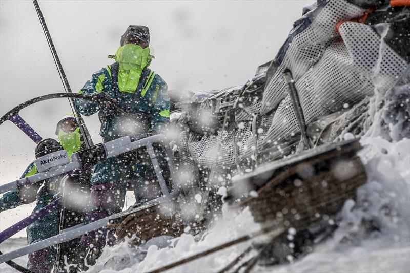 Volvo Ocean Race - Leg 7 from Auckland to Itajai, day 4 on board AkzoNobel. 21 March, . Chris Nicolson facing the blizzard. - photo © James Blake / Volvo Ocean Race