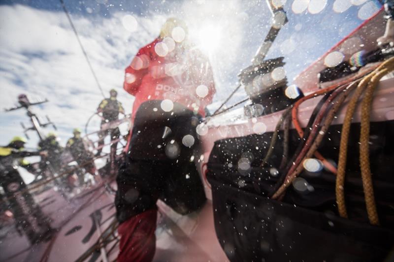 Volvo Ocean Race - Leg 7 from Auckland to Itajai, day 05 on board Dongfeng. Spray under the sun in the Pacific ocean. 21 March,  photo copyright Martin Keruzore / Volvo Ocean Race taken at  and featuring the Volvo One-Design class