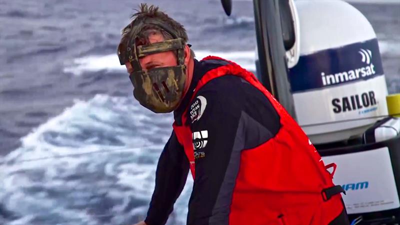 John Fisher in the Hannibal Lecter mask showing the remnants of an Equator Crossing ceremony - photo © Richard Gladwell