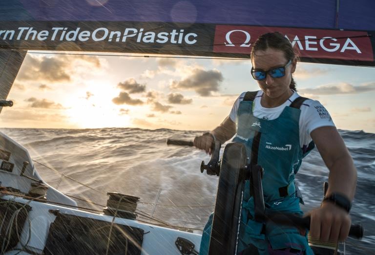 Volvo Ocean Race - Leg 02, Lisbon to Cape Town, day 9, on board AkzoNobel. Emily Nagel- the youngest female sailor in the volvo on the eve of her first equator crossing photo copyright James Blake / Volvo Ocean Race taken at  and featuring the Volvo One-Design class