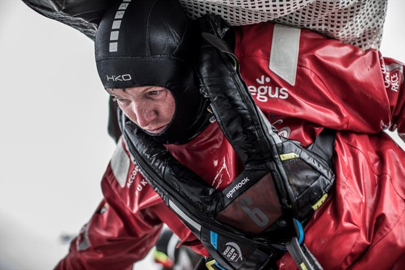 Volvo Ocean Race Leg 7 from Auckland to Itajai, day 7 on board Sun Hung Kai / Scallywag. Trystan Seal moving the stack photo copyright Konrad Frost / Volvo Ocean Race taken at  and featuring the Volvo One-Design class