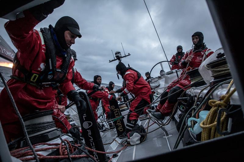 Leg 7 from Auckland to Itajai, day 5 on board Sun Hung Kai / Scallywag. All hands on deck for a manoeuvre. 21 March,  photo copyright Konrad Frost / Volvo Ocean Race taken at  and featuring the Volvo One-Design class