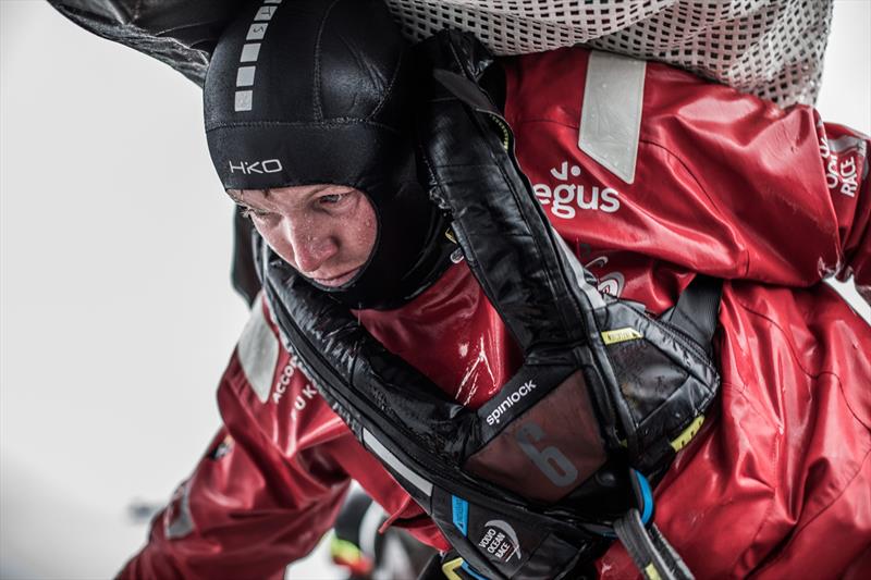 Leg 7 from Auckland to Itajai, day 6 on board Sun Hung Kai / Scallywag. Trystan Seal moving the stack. 24 March,  photo copyright Konrad Frost / Volvo Ocean Race taken at  and featuring the Volvo One-Design class