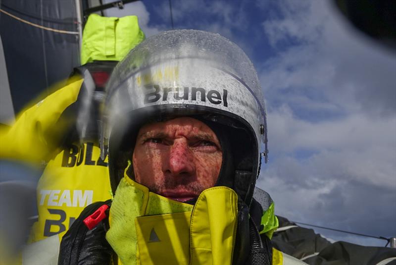 Leg 7 from Auckland to Itajai, day 08 on board Brunel. Thomas Rouxel after 2 hours of driving. 25 March,  photo copyright Yann Riou / Volvo Ocean Race taken at  and featuring the Volvo One-Design class