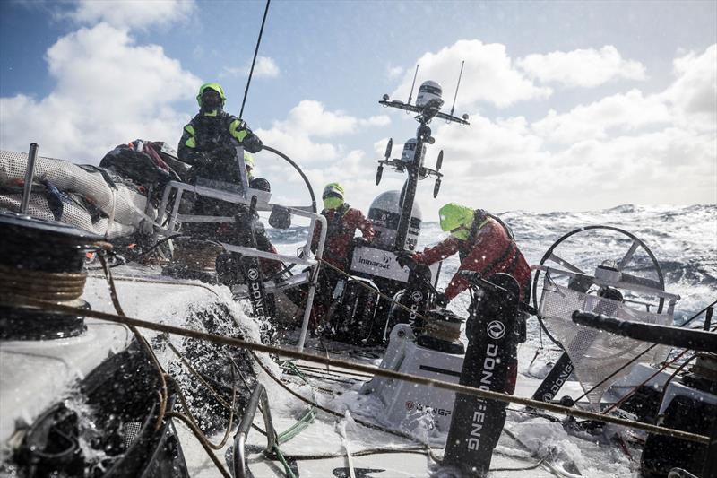 Leg 7 from Auckland to Itajai, day 10 on board Dongfeng. Fast and furious run in the southerm ocean. 25 March,  photo copyright Martin Keruzore / Volvo Ocean Race taken at  and featuring the Volvo One-Design class