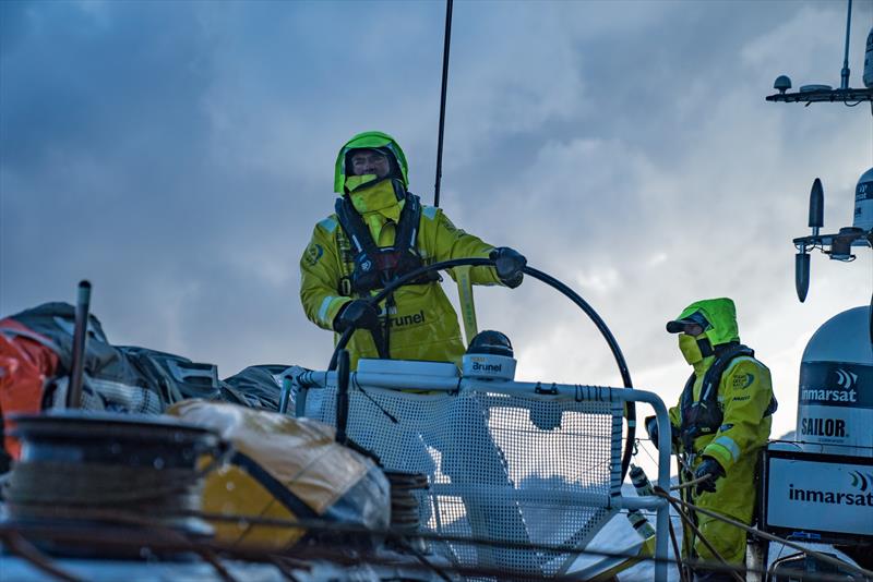 Leg 7 from Auckland to Itajai, day 08 on board Brunel. Snow squall above Bouwe Bekking and Alberto Bolzan. 25 March, . - photo © Yann Riou / Volvo Ocean Race