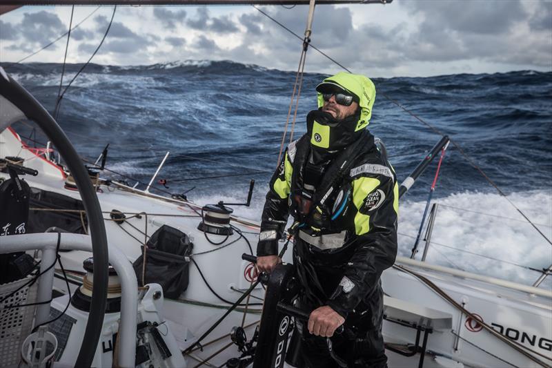 Leg 7 from Auckland to Itajai, day 12 on board Dongfeng. Daryl Wislang at the main. 27 March,  photo copyright Martin Keruzore / Volvo Ocean Race taken at  and featuring the Volvo One-Design class