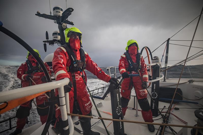 Leg 7 from Auckland to Itajai, day 10 on board Vestas 11th Hour. 26 March, . Charlie Enright, Hannah Diamond. - photo © Jeremie Lecaudey / Volvo Ocean Race