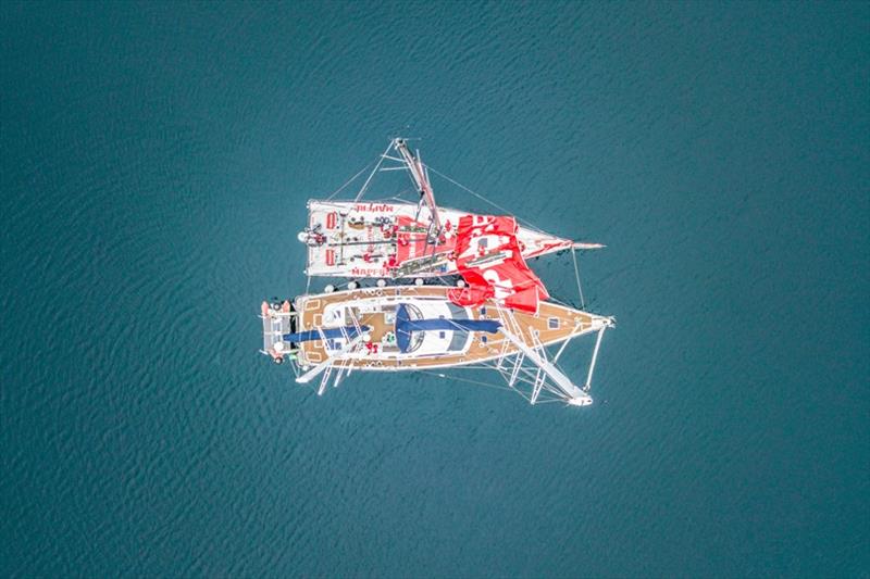 Volvo Ocean Race Leg 7 from Auckland to Itajai, day 13 on board MAPFRE, The boat next to the ketch ''Kat'' in a little bay close to Cape Horn to repair the main sail and the mast track - photo © Ugo Fonolla / Volvo Ocean Race