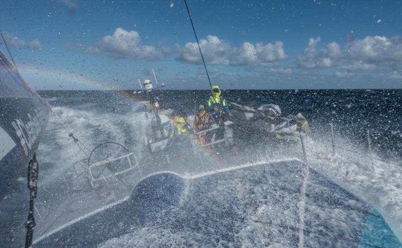 Leg 7 from Auckland to Itajai, day 15 on board AkzoNobel. 31 March, . Making rainbows at 25 kts photo copyright James Blake / Volvo Ocean Race taken at  and featuring the Volvo One-Design class