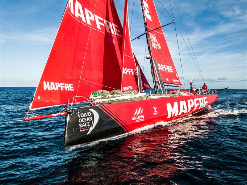 Leg 7 from Auckland to Itajai, day 15 on board MAPFRE, drone shot with Blair Tuke at the helm, 01 April,  photo copyright Ugo Fonolla / Volvo Ocean Race taken at  and featuring the Volvo One-Design class