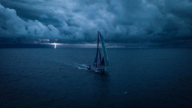 Leg 7 from Auckland to Itajai, day 18 on board AkzoNobel. 05 April, . Lightning Storm Approaches Team Akzonobel on Last night photo copyright James Blake / Volvo Ocean Race taken at  and featuring the Volvo One-Design class