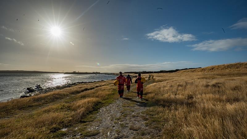 Vestas 11th Hour Racing prepares to leave Port Stanley in the Falkland Islands headed for Itajai, Brazil, for the start of Leg 8 photo copyright Jeremie Lecaudey / Volvo Ocean Race taken at  and featuring the Volvo One-Design class