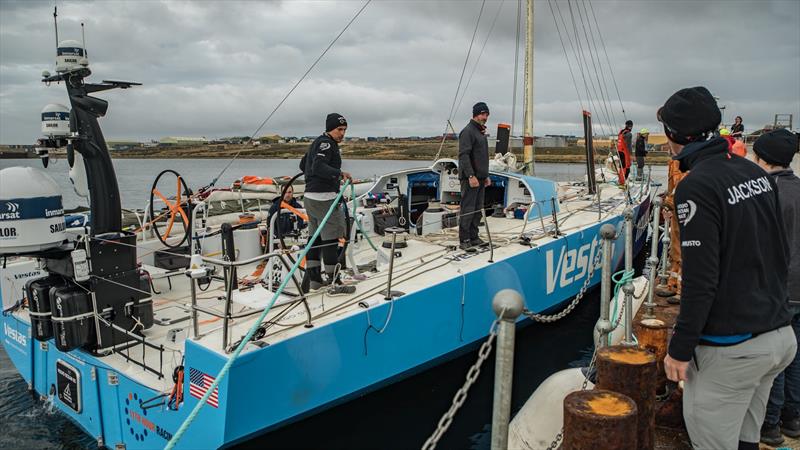 Vestas 11th Hour racing prepares to leave Port Stanley in the Falkland Islands for an 8-10 day trip to Itajaj, Brazil photo copyright Jeremie Lecaudey / Volvo Ocean Race taken at  and featuring the Volvo One-Design class