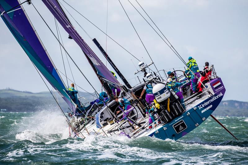  Team AkzoNobel heads out of Auckland at the start of Leg 7, Auckland to Itajai, no really knowing what lay ahead in the Southern Ocean photo copyright Jesus Renedo / Volvo Ocean Race taken at  and featuring the Volvo 70 class