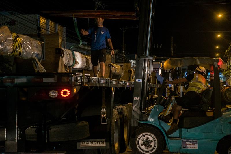 Leg 07, from Auckland to Itajai, Vestas 11th Hour Racing. Mast delivery in Itrajai, Brazil 05 April,  photo copyright Jen Edney / Volvo Ocean Race taken at  and featuring the Volvo One-Design class