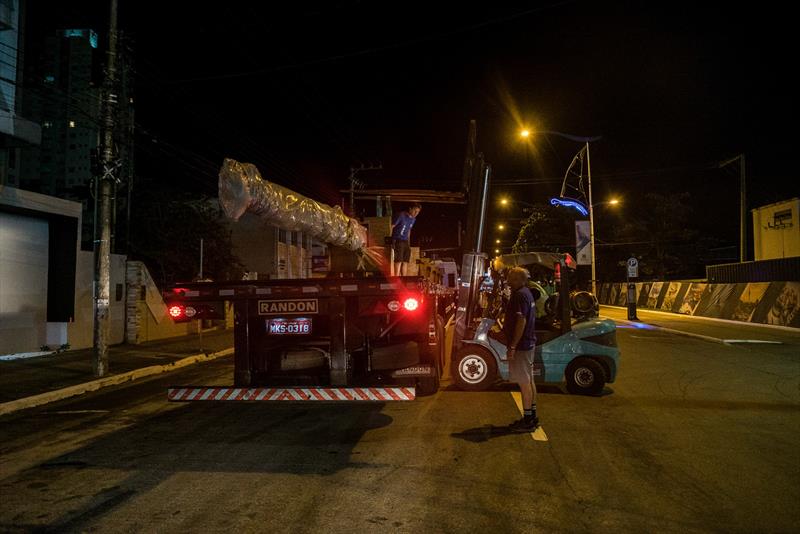 Leg 07, from Auckland to Itajai, Vestas 11th Hour Racing. Mast delivery in Itrajai, Brazil 05 April, Mast Accident - Falkland Islands - photo © Jen Edney / Volvo Ocean Race