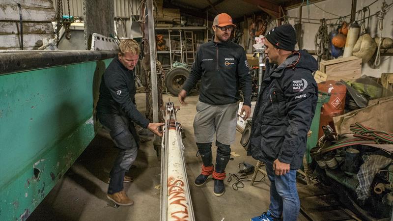 Leg 7 from Auckland to Itajai, day 21 on board Vestas 11th Hour. 05 April, . Mast Accident - Falkland Islands photo copyright Jeremie Lecaudey / Volvo Ocean Race taken at  and featuring the Volvo One-Design class