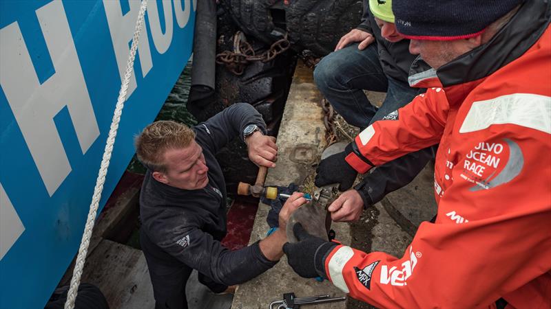 Leg 7 from Auckland to Itajai, day 21 on board Vestas 11th Hour. 06 April, . Mast Accident - Falkland Islands photo copyright Jeremie Lecaudey / Volvo Ocean Race taken at  and featuring the Volvo One-Design class