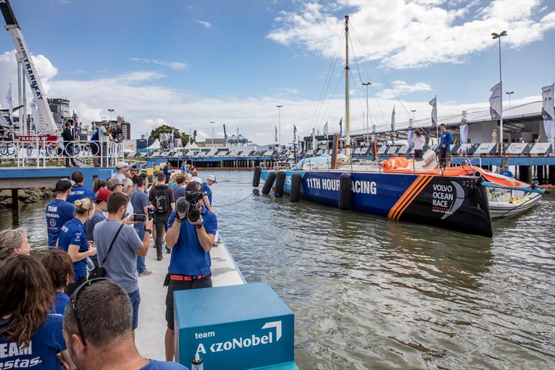  Vestas 11th Hour arrives in Itajai. 16 April, 2018. Leg 7 from Auckland to Itajai photo copyright Ainhoa Sanchez / Volvo Ocean Race taken at  and featuring the Volvo One-Design class