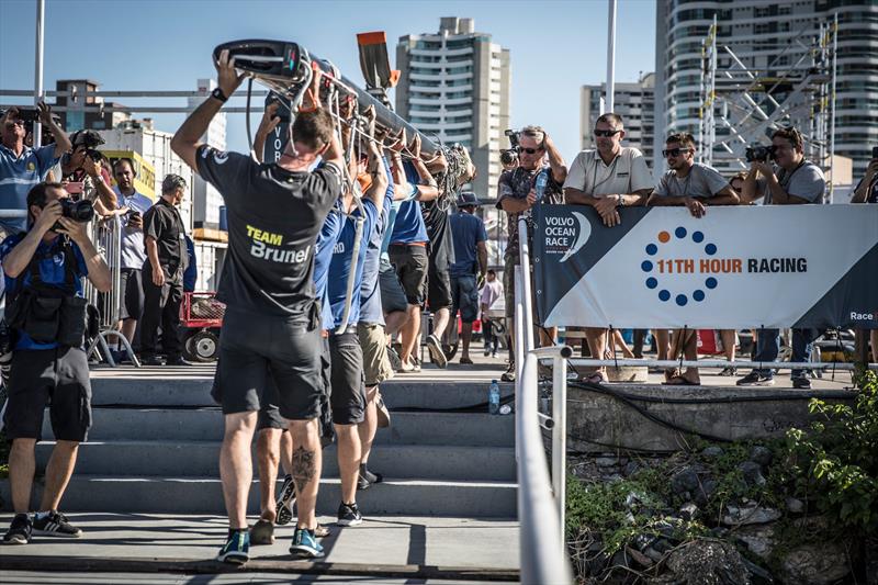  SHK Scallywag's stopover refit starts - Itajai Stopover. SHK / Scallywag arrival in Itajai. 19 April, - photo © Ainhoa Sanchez / Volvo Ocean Race