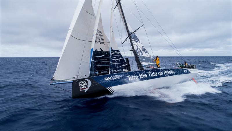 Leg 6 to Auckland, day 6 on board Turn the Tide on Plastic. Drone shots. 12 February,  photo copyright James Blake / Volvo Ocean Race taken at  and featuring the Volvo One-Design class