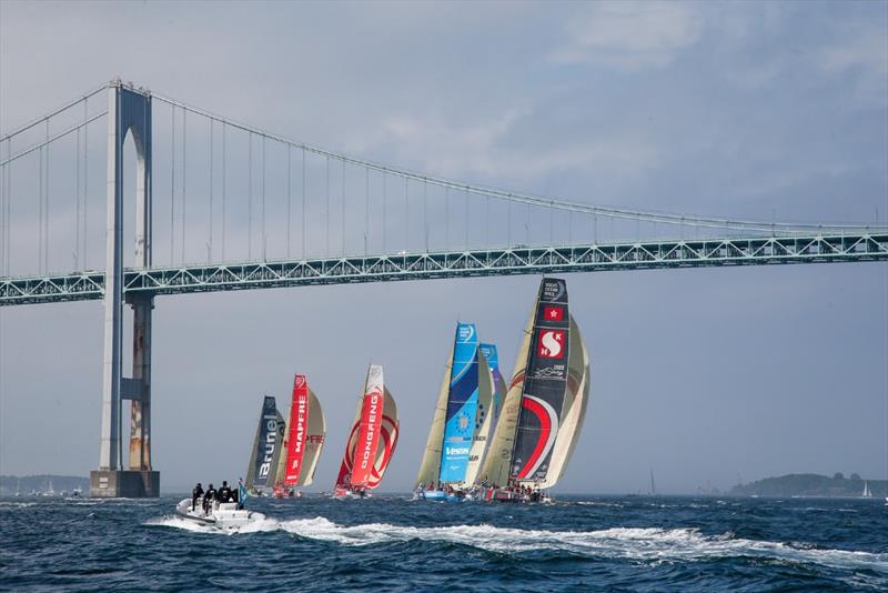 Boats headed under the Newport Bridge - photo © Jesus Renedo / Volvo Ocean Race