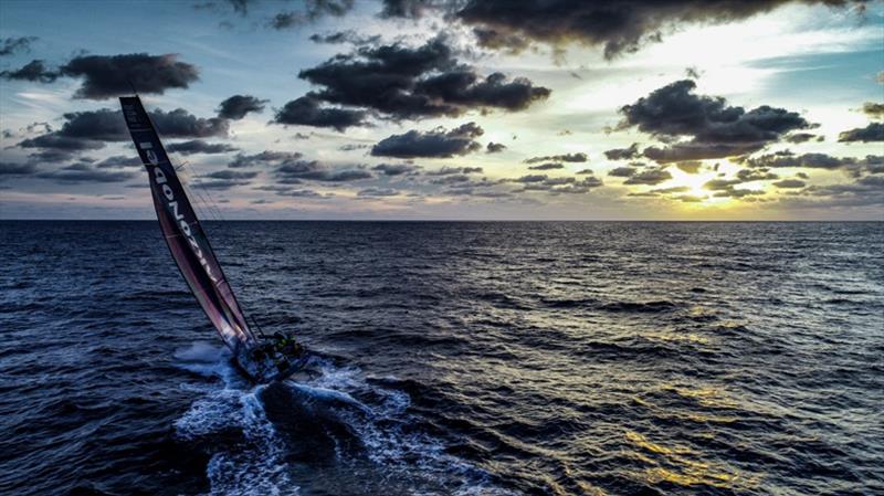 Volvo Ocean Race Leg 9, from Newport to Cardiff, day 4, on board Team AkzoNobel. Sunrise as the crew make good miles towards Wales. - photo © Konrad Frost / Volvo Ocean Race