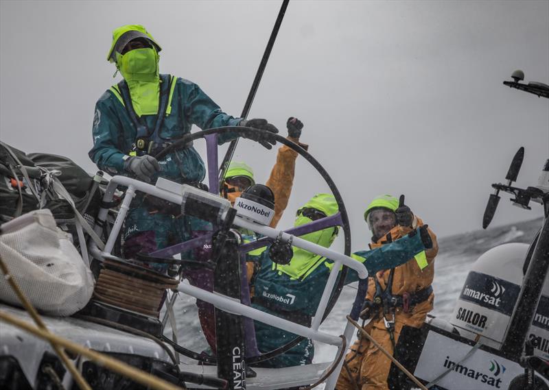 Leg 9, from Newport to Cardiff, day 6 on board Team AkzoNobel. Happy crew after finding out they had a record breaking 24 hours. Now to hold on to the lead and try to take the win for the leg. 25 May,  photo copyright Konrad Frost / Volvo Ocean Race taken at  and featuring the Volvo One-Design class