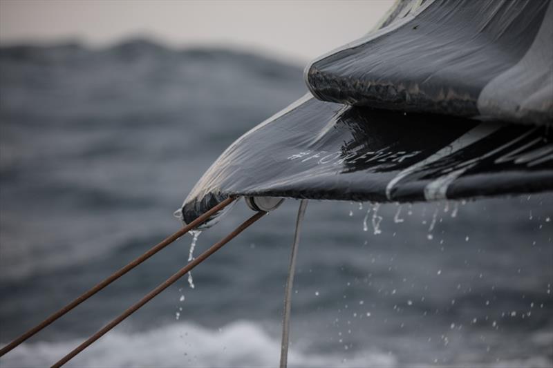 Volvo Ocean Race Leg 9 Newport to Cardiff, Day 6, on board Sun Hung Kai / Scallywag. Another wave subsides and drips off the main photo copyright Rich Edwards / Volvo Ocean Race taken at  and featuring the Volvo One-Design class