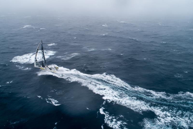 Leg 9, from Newport to Cardiff, Day 6 on board Brunel. Sending it in the foggy North Atlantic. 24 May, Leg 9 - Newport RI to Cardiff - 2017/18 Volvo Ocean Race photo copyright Sam Greenfield / Volvo Ocean Race taken at  and featuring the Volvo One-Design class