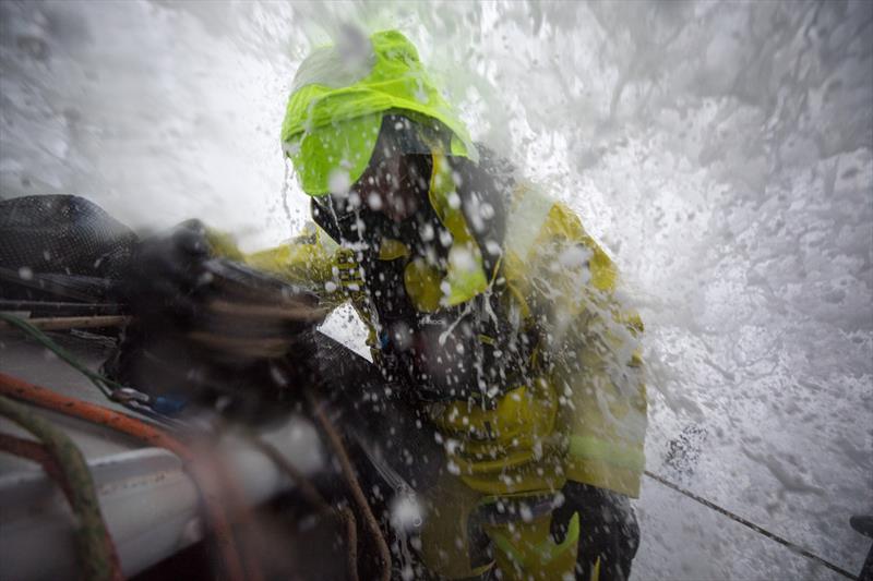 Leg 9, from Newport to Cardiff, day 6 on board Brunel. Abby Ehler on deck. 24 May, Leg 9 - Newport RI to Cardiff - 2017/18 Volvo Ocean Race photo copyright Sam Greenfield / Volvo Ocean Race taken at  and featuring the Volvo One-Design class