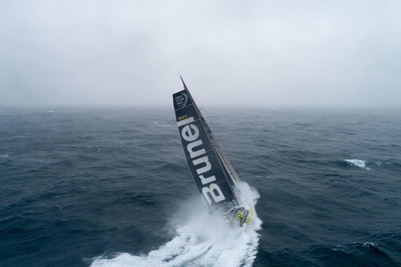 Leg 9, from Newport to Cardiff, Day 6 on board Brunel. Sending it in the foggy North Atlantic. 24 May, Leg 9 - Newport RI to Cardiff - 2017/18 Volvo Ocean Race photo copyright Sam Greenfield / Volvo Ocean Race taken at  and featuring the Volvo One-Design class