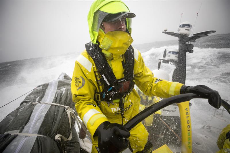 Leg 9, from Newport to Cardiff, day 6 on board Brunel. Peter Burling helming in the North Atlantic. 24 May, Leg 9 - Newport RI to Cardiff - 2017/18 Volvo Ocean Race photo copyright Sam Greenfield / Volvo Ocean Race taken at  and featuring the Volvo One-Design class