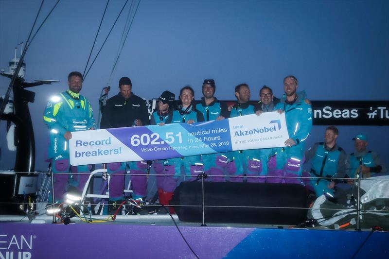 team AkzoNobel - Leg 9, from Newport to Cardiff, arrivals. 29 May,  photo copyright Jesus Renedo / Volvo Ocean Race taken at  and featuring the Volvo One-Design class