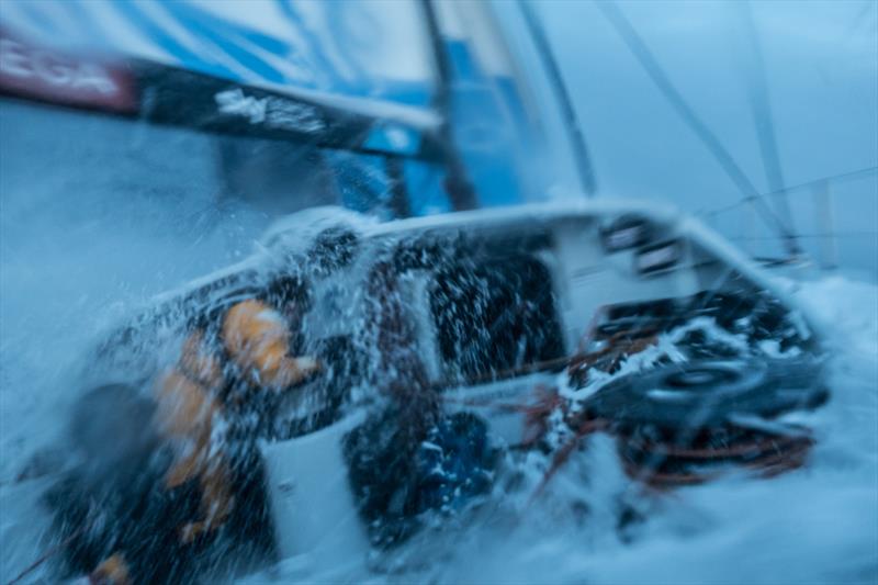 Leg 8 from Itajai to Newport, day 11 on board Turn the Tide on Plastic. 02 May, . Pre sunrise shower for Bianca Cook photo copyright James Blake / Volvo Ocean Race taken at  and featuring the Volvo One-Design class