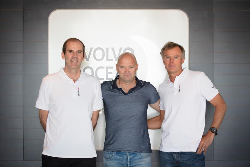 Richard Brisius (left) and Johan Salen (right) with former CEO Mark Turner (centre) photo copyright Ainhoa Sanchez / Volvo Ocean Race taken at  and featuring the Volvo One-Design class