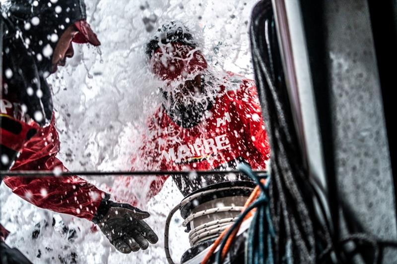 Volvo Ocean Race Leg 10, from Cardiff to Gothenburg, day 04, on board MAPFRE, Antonio Cuervas-Mons being smashed y the water photo copyright Ugo Fonolla / Volvo Ocean Race taken at  and featuring the Volvo One-Design class