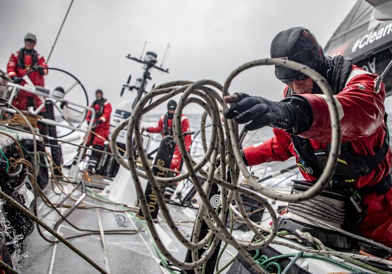 Leg 10, from Cardiff to Gothenburg, Day 4 on board Sun Hung Kai / Scallywag. Annemieke Bes working in the snake pit. 13 June, 2018 - photo © Konrad Frost / Volvo Ocean Race
