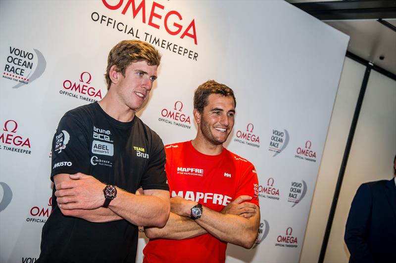 Peter Burling and Blair Tuke - Newport stopover. Official unveiling of the Omega Volvo Ocean Race winner's watch. Omega are also a long time Emirates Team NZ sposor photo copyright Jesus Renedo / Volvo Ocean Race taken at  and featuring the Volvo One-Design class