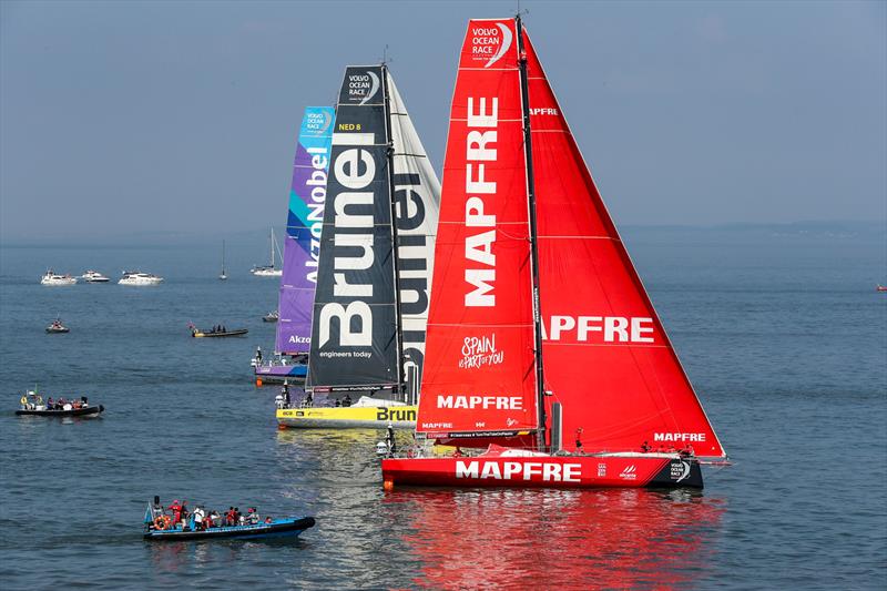 MAPFRE and Team Brunel at the start of Leg 10, from Cardiff to Gothenburg. 10 June, 2018. - photo © Ainhoa Sanchez / Volvo Ocean Race