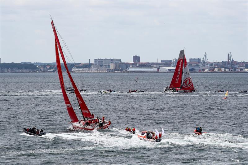 Leg 11, from Gothenburg to The Hague, Day 02. The fleet round the Aarhus Fly-By mark. 22 June,  photo copyright Ainhoa Sanchez / Volvo Ocean Race taken at  and featuring the Volvo One-Design class
