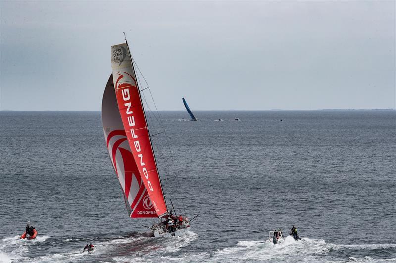 Dongfeng - Leg 11, from Gothenburg to The Hague, Day 02. The fleet round the Aarhus Fly-By mark. 22 June,  photo copyright Ainhoa Sanchez / Volvo Ocean Race taken at  and featuring the Volvo One-Design class