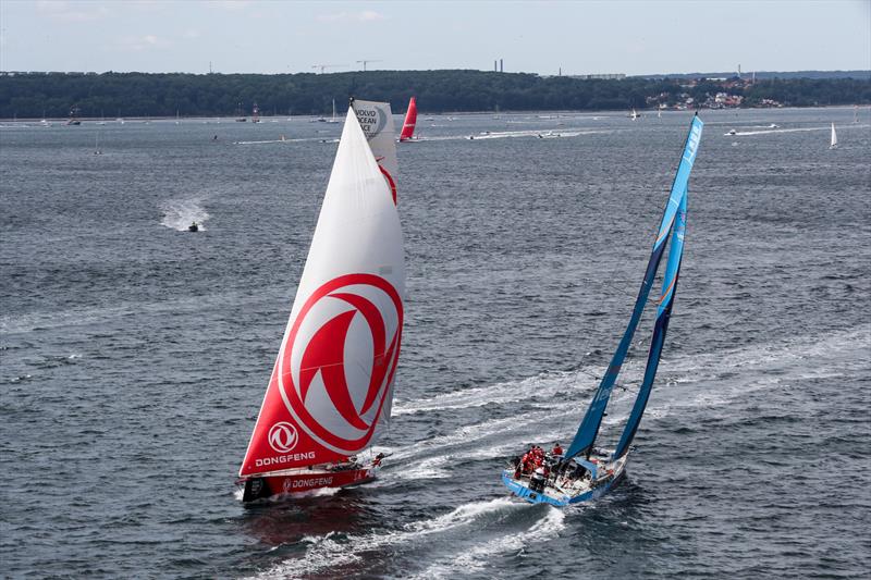Dongfeng and Vestas 11th Hour - Leg 11, from Gothenburg to The Hague, Day 02. The fleet round the Aarhus Fly-By mark. 22 June, . - photo © Ainhoa Sanchez / Volvo Ocean Race
