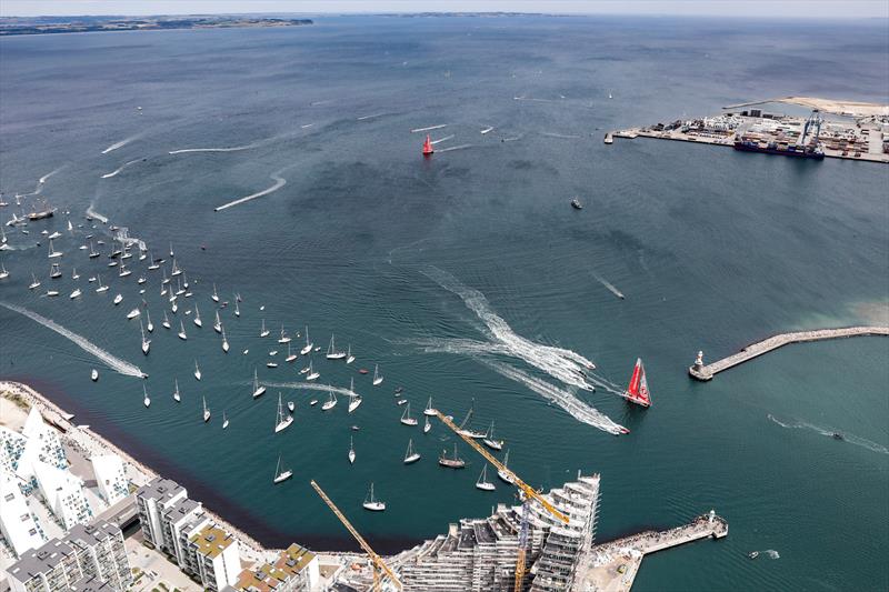 Leg 11, from Gothenburg to The Hague, Day 02. The fleet round the Aarhus Fly-By mark. 22 June,  photo copyright Ainhoa Sanchez / Volvo Ocean Race taken at  and featuring the Volvo One-Design class