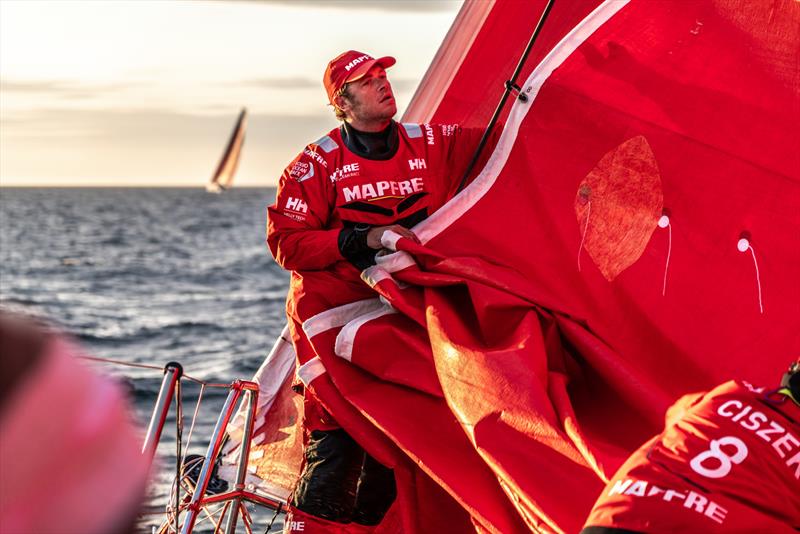 Leg 11, from Gothenburg to The Hague, Day 02 on board MAPFRE, Antonio Cuervas-Mons during a peeling, Dongfeng at the background. 22 June,  photo copyright Ugo Fonolla / Volvo Ocean Race taken at  and featuring the Volvo One-Design class