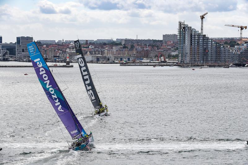 Brunel leads AkzoNobel - Leg 11, from Gothenburg to The Hague, Day 02. The fleet round the Aarhus Fly-By mark. 22 June,  photo copyright Ainhoa Sanchez / Volvo Ocean Race taken at  and featuring the Volvo One-Design class