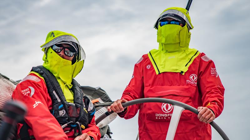 Leg 9, from Newport to Cardiff, day 04 on board Dongfeng. 23 May, . Jack Bouttell and Daryl Wislang starting to feel cold as we leave the gulf stream photo copyright Jeremie Lecaudey / Volvo Ocean Race taken at  and featuring the Volvo One-Design class