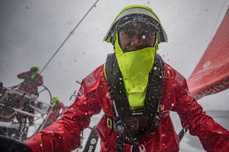 Leg 9, from Newport to Cardiff, day 06 on board Dongfeng. 25 May, . Stu Bannatyne after his four hours watch photo copyright Jeremie Lecaudey / Volvo Ocean Race taken at  and featuring the Volvo One-Design class